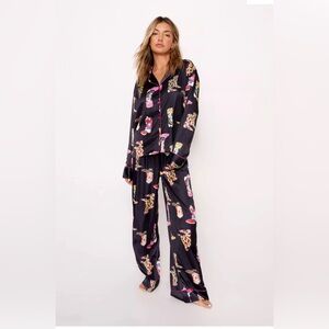 Nasty Gal Satin Cowboy Boot Pajamas Set